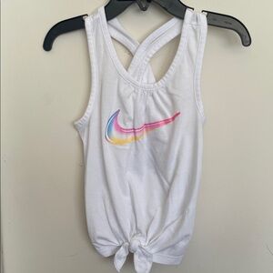 Nike White Girls Tank with Pastel Gradient Swoosh